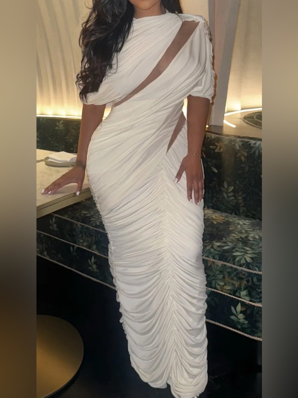 LORAGAL One-Shoulder Draped Ruched Dress/Bride of Frankenstein